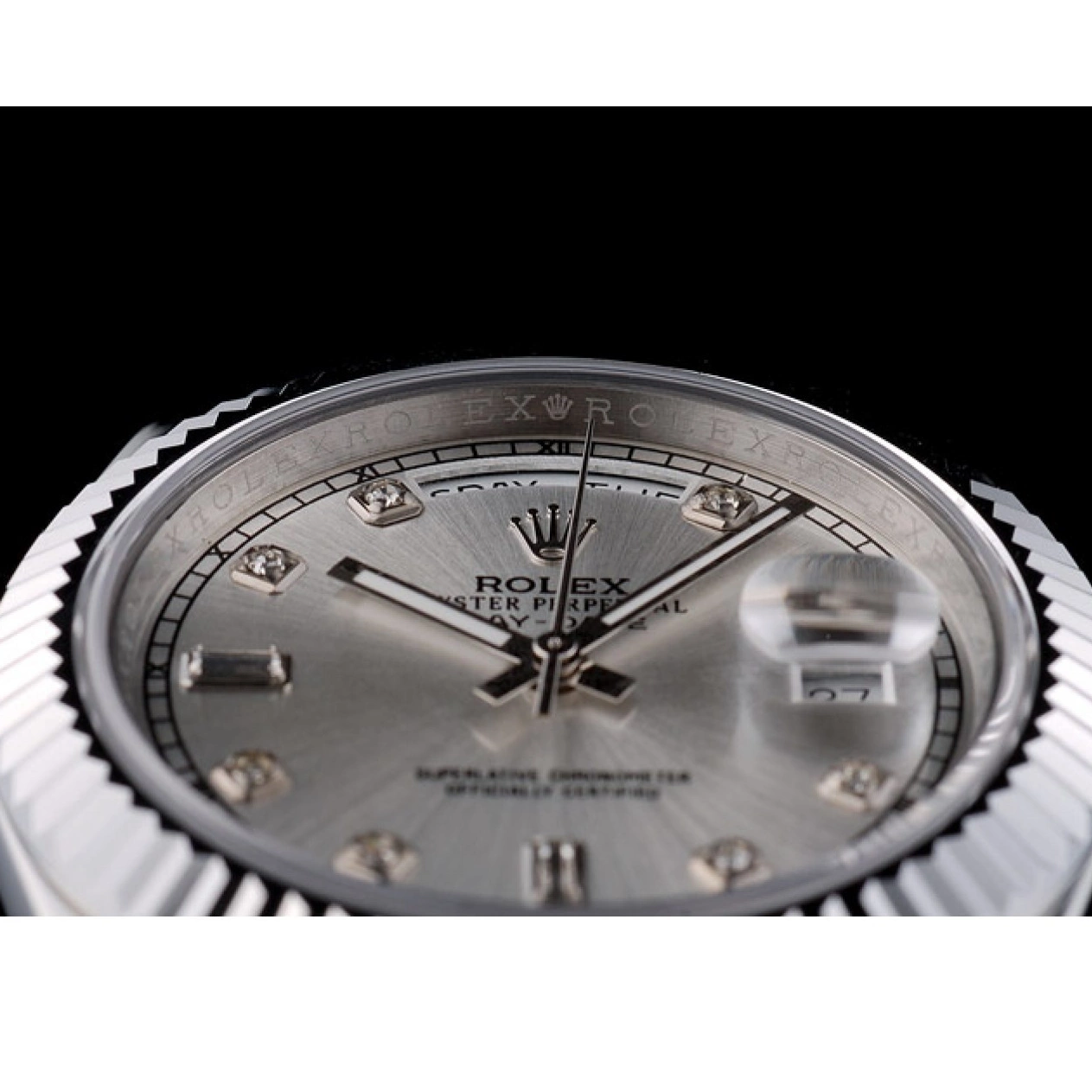 Aaa replica watch Dial Stainless Bezel Steel 41995 Rolex Silver Ribbed DayDate Swiss 0726